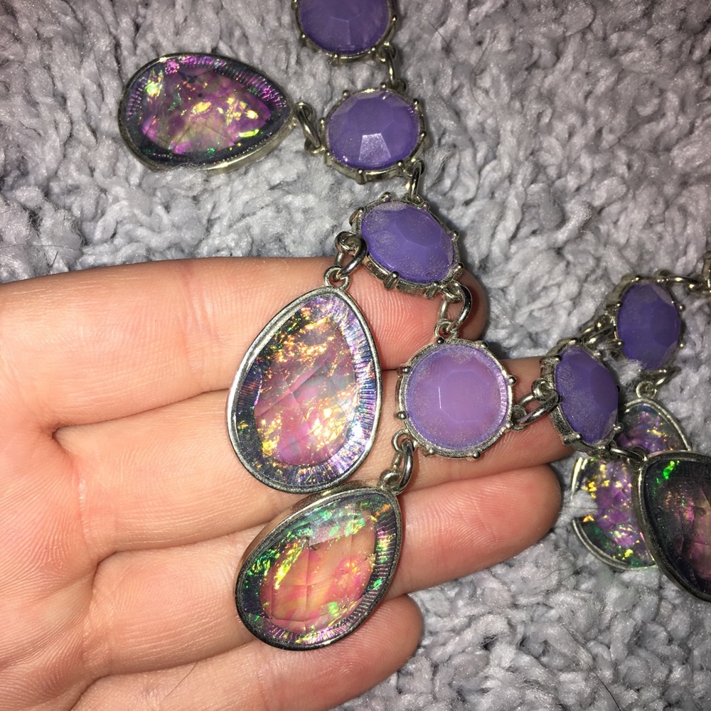 Purple Iridescent Gem Necklace